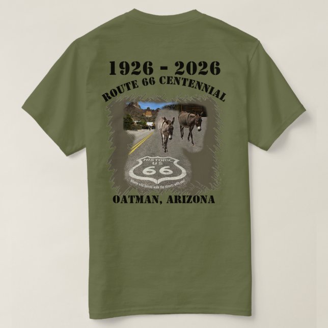T-shirt Route 66 Centennial Oatman, Arizona Retour (Design dos)