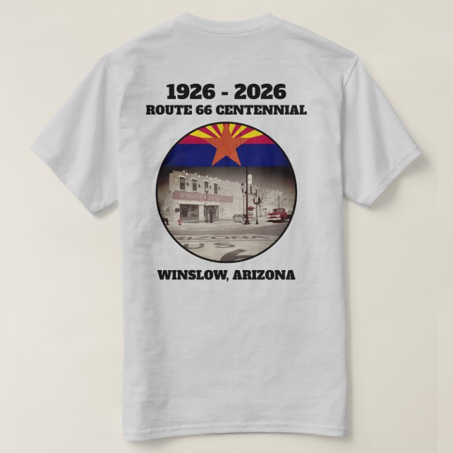 T-shirt Route 66 Centennial Winslow Arizona Retour (Design dos)