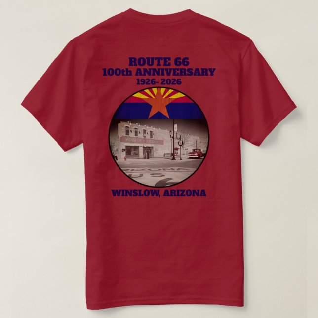 T-shirt Route 66 Centennial Winslow Arizona Retour (Design dos)