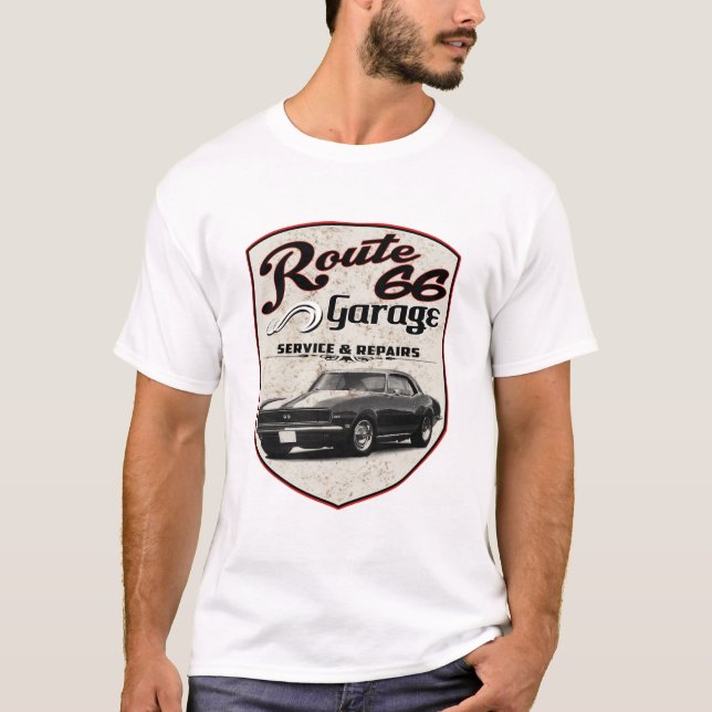 T-shirt Route 66 Garage Camaro (Devant)