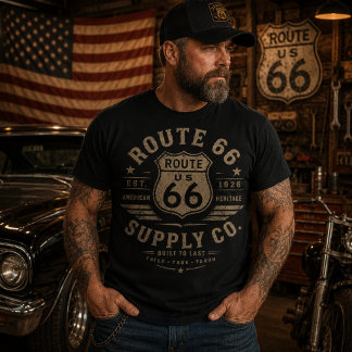 T-shirt Route 66 Heritage Supply Co Vintage Américain
