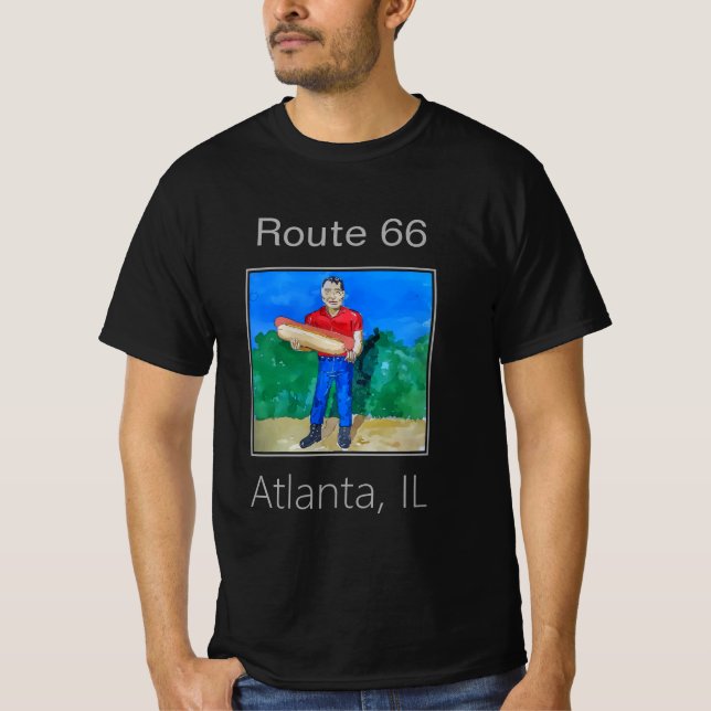 T-shirt Route 66, L'Homme Chaud Dog Muffler, Atlanta, IL (Devant)