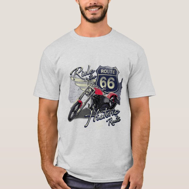T-shirt Route 66, Moto Vintage (Devant)
