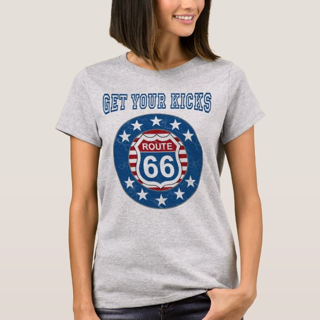 T-shirt Route 66 - Retro en détresse (Devant)