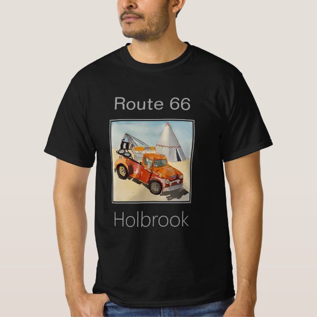 T-shirt Route 66, Wrecker & Teepee, Holbrook AZ (Devant)