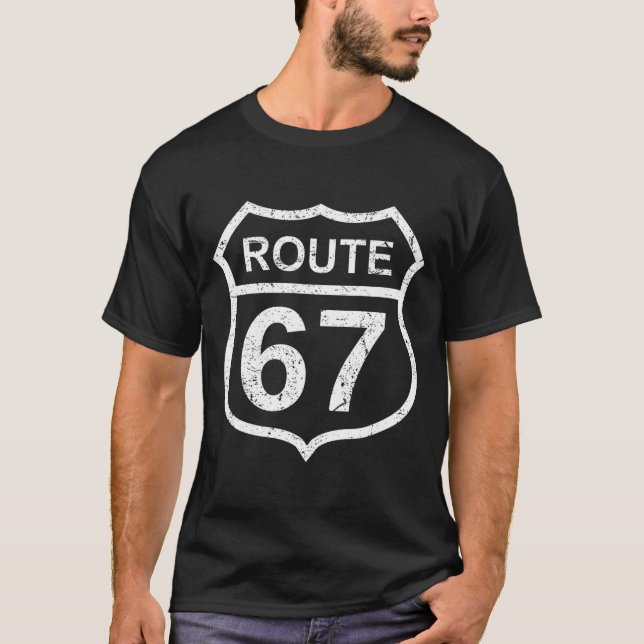 T-shirt Route 67 Drôle Six Sept 6 7 Mème Autoroute Interst (Devant)