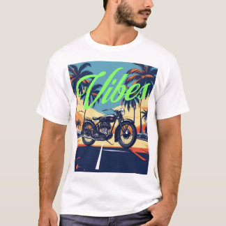 T-shirt Route côtière de la moto rétro "Vibes"