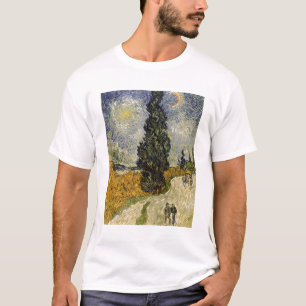 T-shirt Route de Vincent van Gogh avec des cyprès, 1890