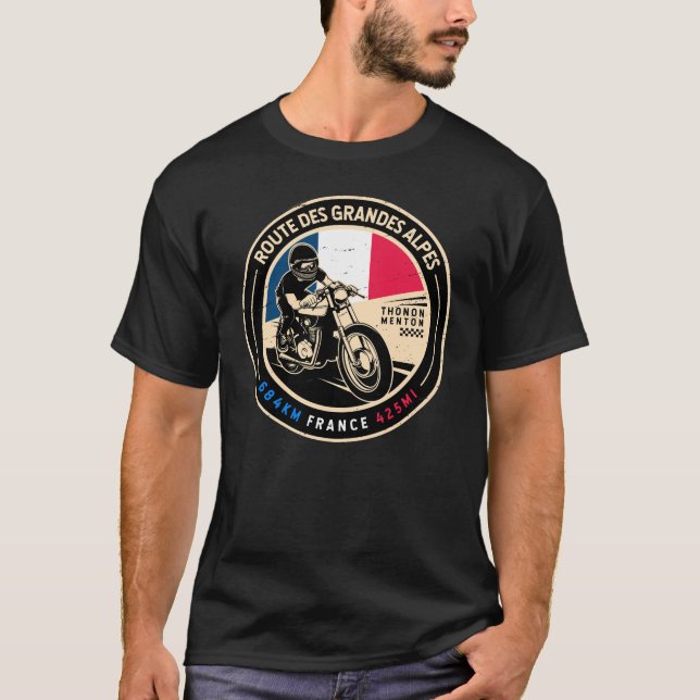 T-shirt Route des Grandes Alpes | France | Motorcycle (Devant)