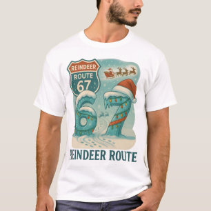 T-shirt Route des rennes 67 Noël et traîneau du Père Noël