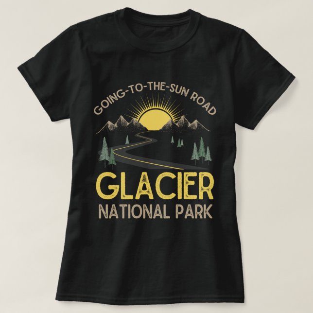 T-shirt Route du Soleil Parc national des Glaciers Rétro (Design devant)