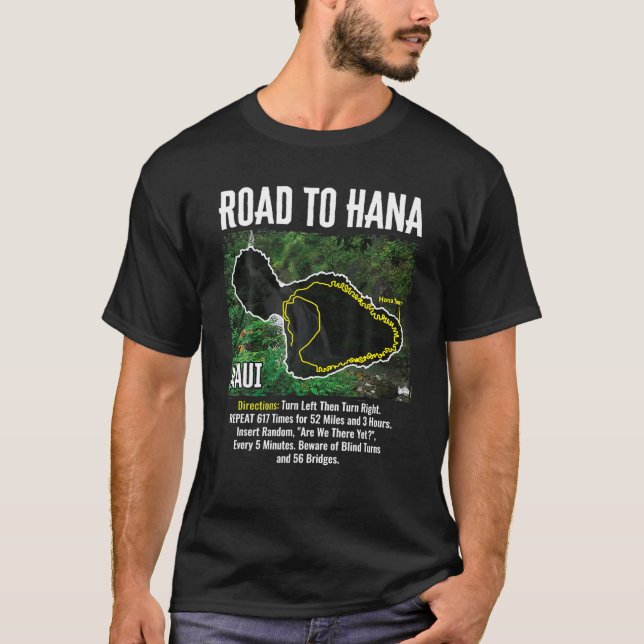 T-shirt Route Vers Hana Carte Maui Island Surfing Hawaiian (Devant)