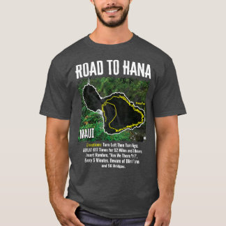 T-shirt Route Vers Hana Carte Maui Island Surfing Hawaiian