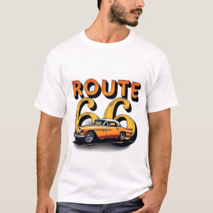 T-shirt Route vintage 66 Voyage" en texte Patiné avec C