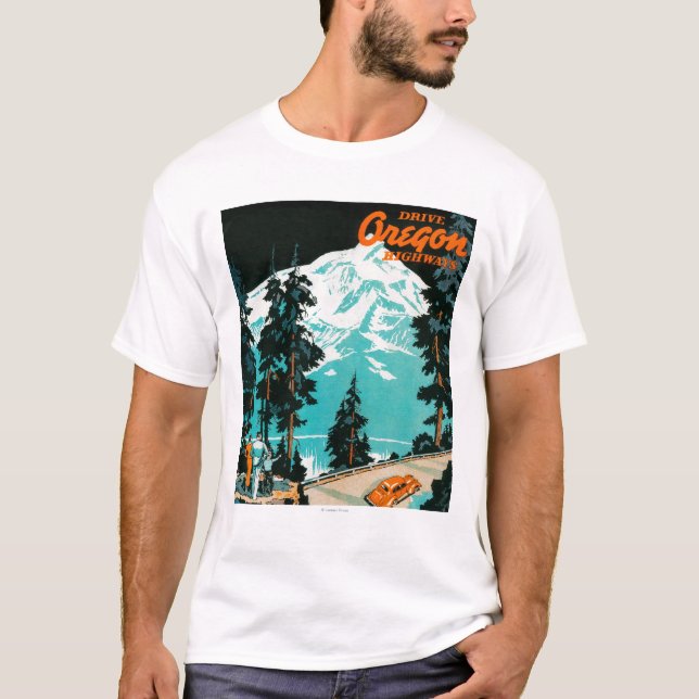 T-shirt Routes de l'Orégon annonçant l'affiche (Devant)