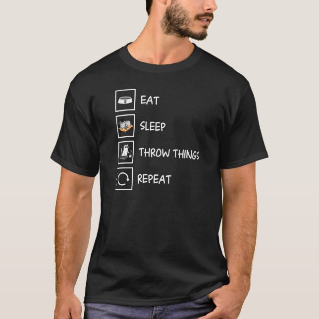 T-shirt Routine Quotidien des Chats Manger Dormir Jeter de (Devant)