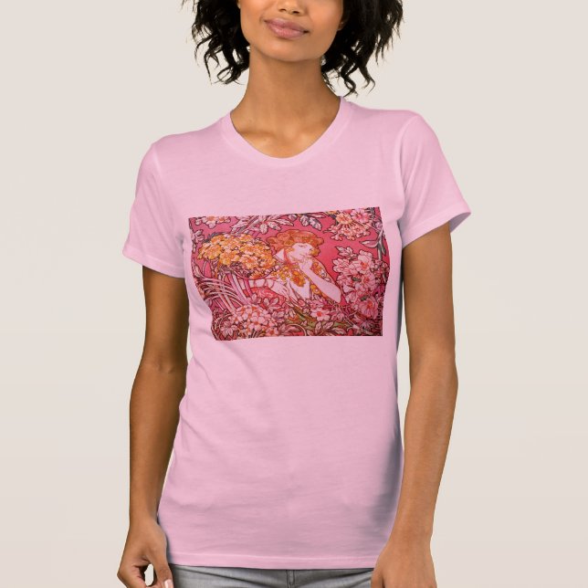 T-shirt Roux parmi des fleurs, Alphonse Mucha (Devant)
