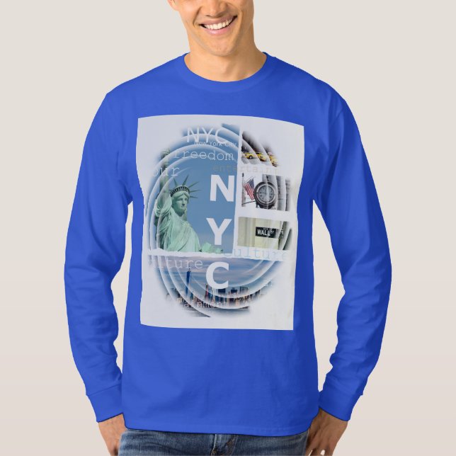 T-shirt Royal Blue Deep Modern Nyc New York City Brooklyn (Devant)