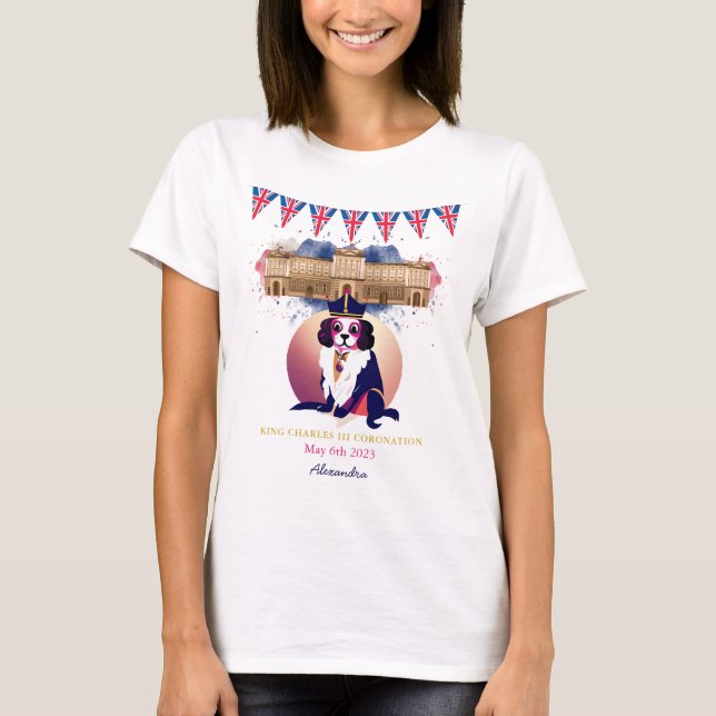 T-shirt Royal Coronation King Charles Dog Fun Texte person (Devant)