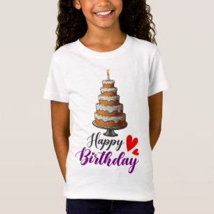T-Shirt Royal Joyeux gâteau d'anniversaire design blanc fi