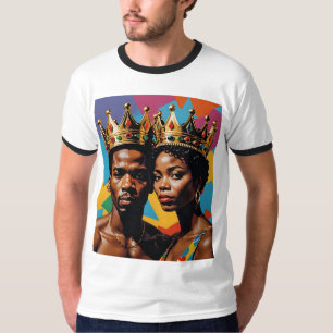 T-Shirt royal noir King Queen Couple