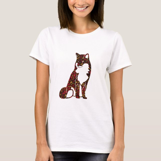 T-shirt Royal Ruby Red et Gold Marble Texture sur renard (Devant)