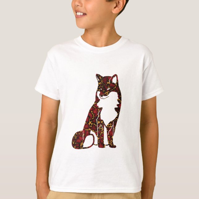 T-shirt Royal Ruby Red et Gold Marble Texture sur renard (Devant)