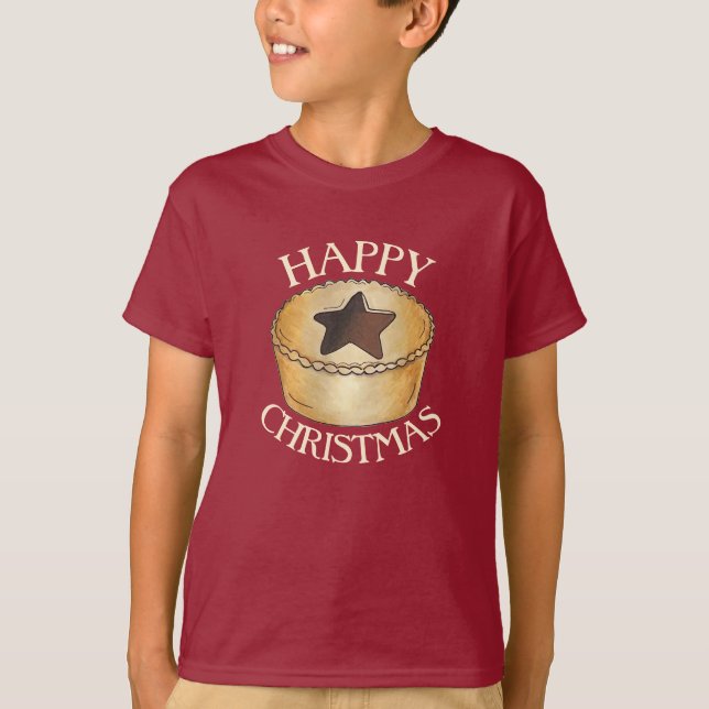 T-shirt Royaume-Uni British Food Fruit Mince Pie Joyeux No (Devant)