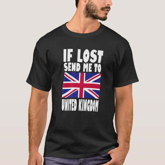 T-shirt Royaume-Uni Drapeau Design Si perdu envoyez-moi en (Devant)