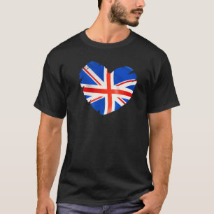 T-shirt Royaume-Uni Drapeau Sur La Forme Du Coeur Royaume-