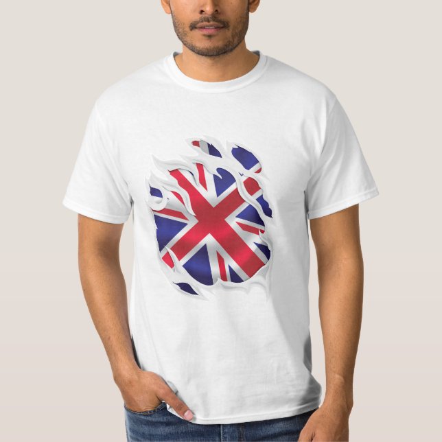 T-shirt Royaume-Uni sous le drapeau de la peau (Devant)
