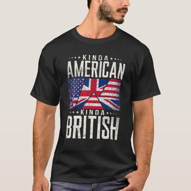 T-shirt Royaume-Uni USA Kinda American Kinda British Dual  (Devant)