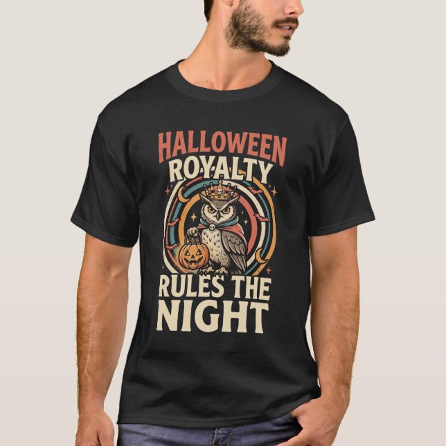 T-shirt Royauté d'Halloween Hibou Rétro (Devant)