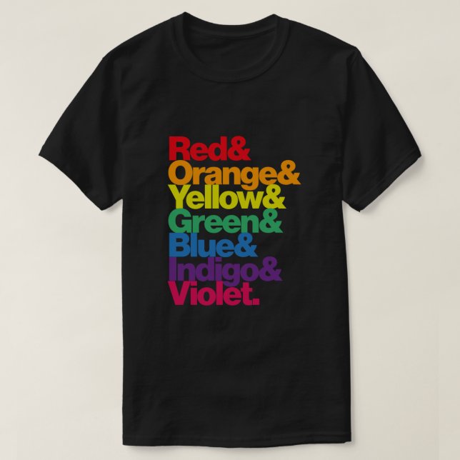 T-shirt ROYGBIV Rainbow on Black Essential (Design devant)