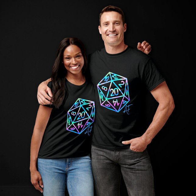 T-shirt RPG Crit AF | Holo Retro Tabletop Roleplayer Dice (Créateur téléchargé)