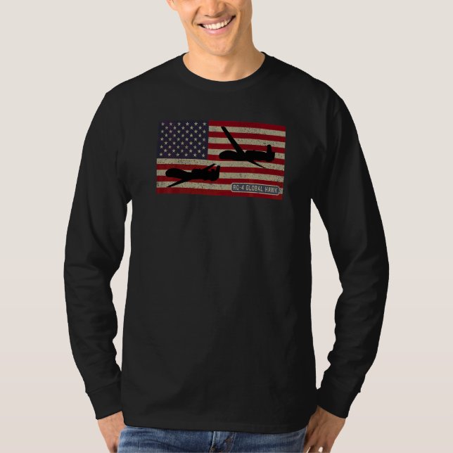 T-shirt Rq 4 Global Hawk drone militaire Uav drapeau améri (Devant)