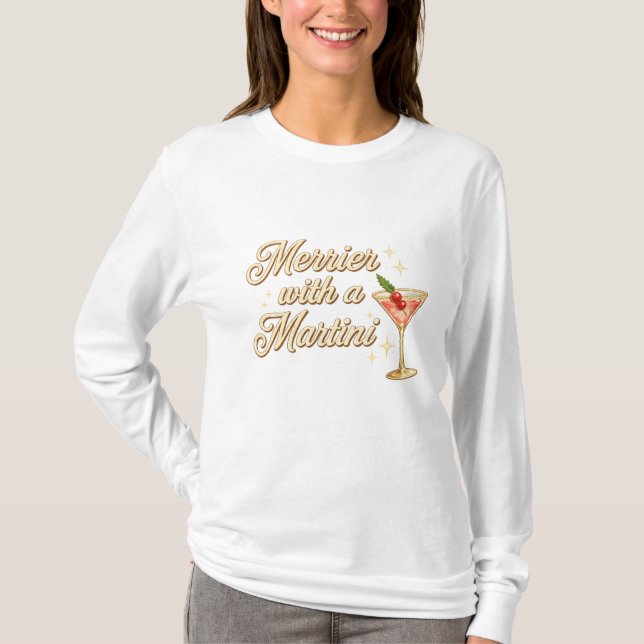 T-shirt rrier with a Martini – Festive Cocktail Typography (Devant)