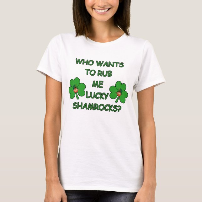 T-shirt Rub Me Lucky Shamrocks (Devant)