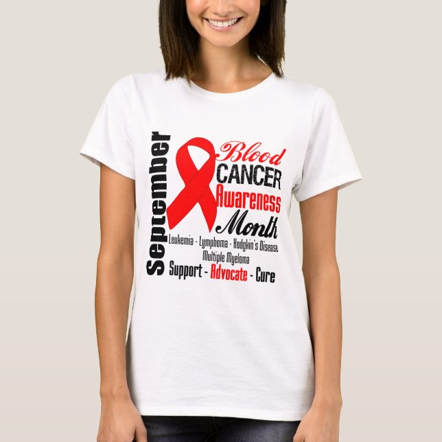 T-shirt Ruban 2 de mois de conscience de Cancer de sang (Devant)
