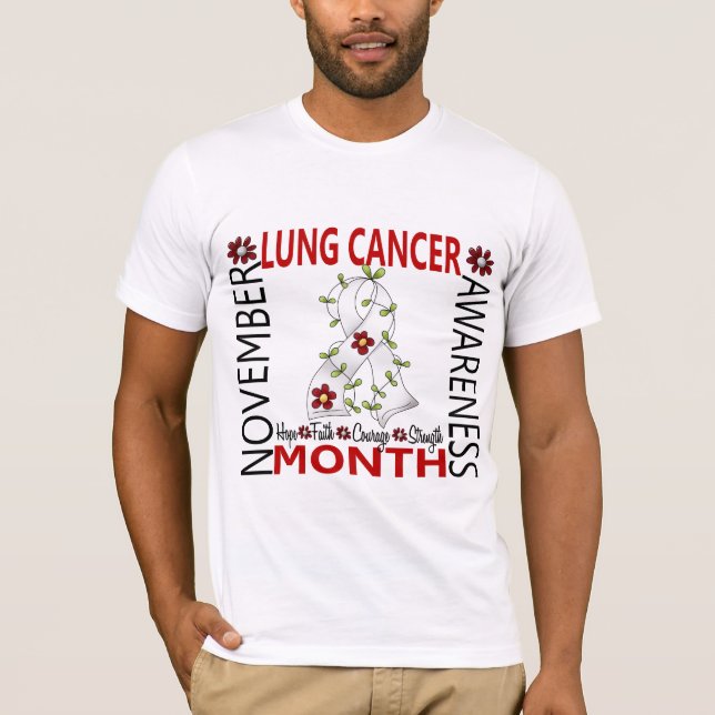 T-shirt Ruban 4 de fleur de mois de conscience de cancer (Devant)