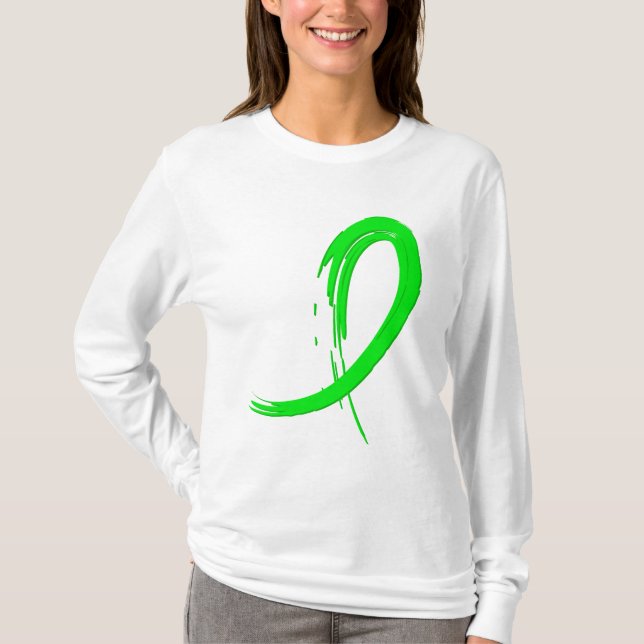 T-shirt Ruban A4 de vert de chaux de lymphome non (Devant)