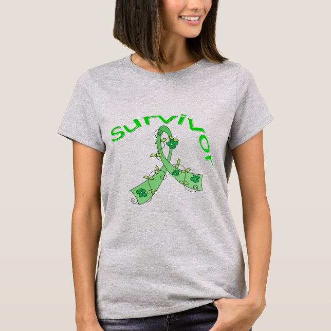 T-shirt Ruban à fleurs survivant Blessure cérébrale trauma (Devant)