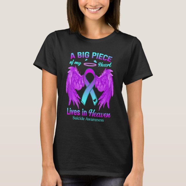 T-shirt Ruban Ange Violet Turquoise Aile de la Sensibilisa (Devant)
