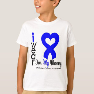 T-shirt Ruban bleu de coeur de cancer du colon pour ma