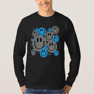 T-shirt Ruban Bleu de Visage Heureux Rétro de Sensibilisat