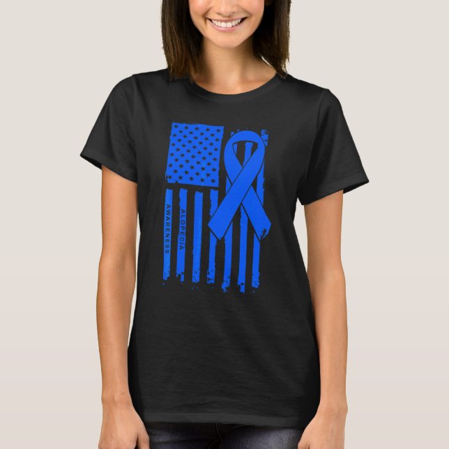 T-shirt Ruban Bleu du Drapeau Américain Sensibilisation à  (Devant)
