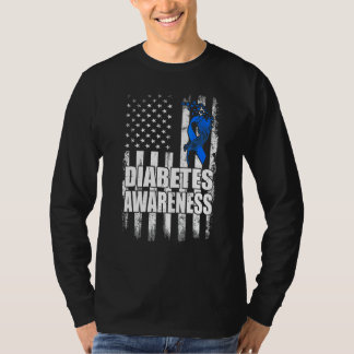 T-shirt Ruban bleu T1D Drapeau USA Sensibilisation au diab