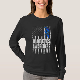 T-shirt Ruban bleu T1D Drapeau USA Sensibilisation au diab
