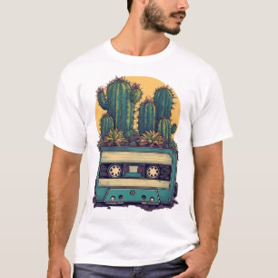 T-shirt Ruban Cassette Rétro Cactus Graphique - Vintage 80