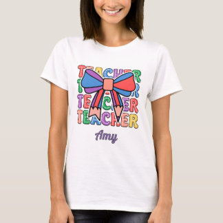 T-shirt Ruban crayon coquette rétro professeur pois